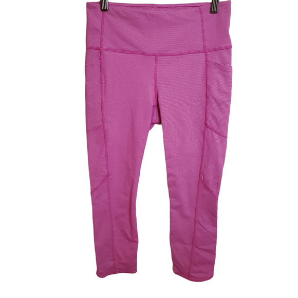 ATHLETA Capri Pink Striped Athletic Work Out Leggings Women's Size Small - Picture 3 of 13